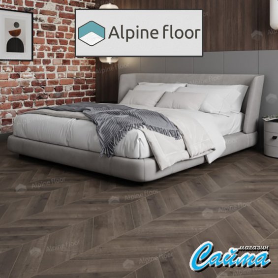 Клеевая Кварц-Виниловая LVT Плитка Alpinfloor Chevron Alpine LVT  Дуб Антарес Chevron