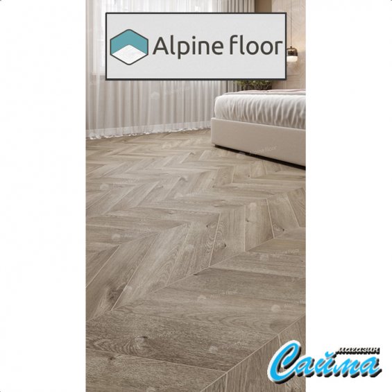 Клеевая Кварц-Виниловая LVT Плитка Alpinfloor Chevron Alpine LVT  Дуб Натуральный Отбеленный Chevron