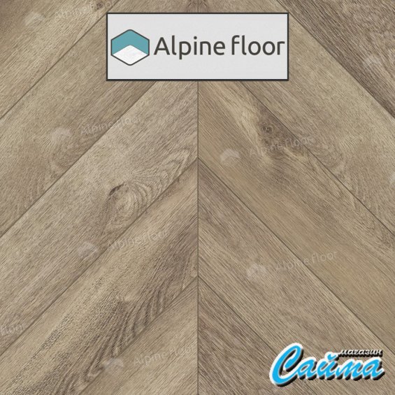 Клеевая Кварц-Виниловая LVT Плитка Alpinfloor Chevron Alpine LVT  Дуб Натуральный Отбеленный Chevron