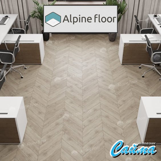 Клеевая Кварц-Виниловая LVT Плитка Alpinfloor Chevron Alpine LVT  Карите Chevron