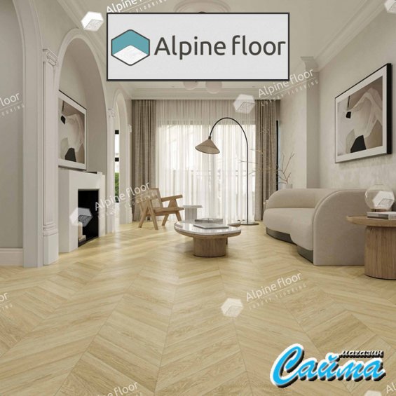 Клеевая Кварц-Виниловая LVT Плитка Alpinfloor Chevron Alpine LVT  Дуб Ваниль Селект Chevron