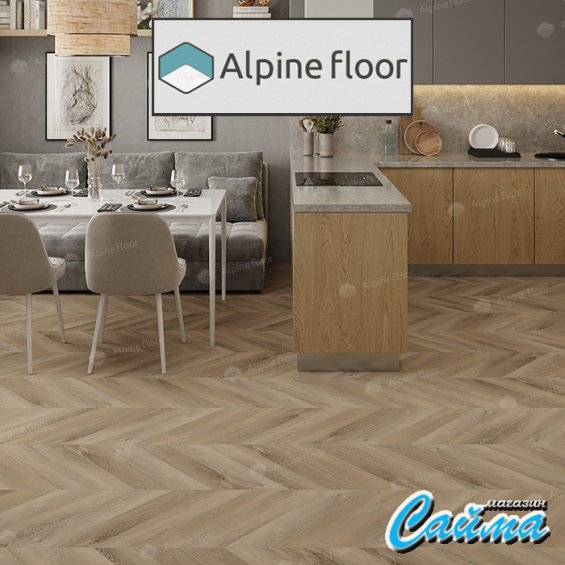 Замковая Каменно-Полимерная SPC Плитка Alpinfloor Chevron Alpine Дуб Синистра ECO-18-6-MC