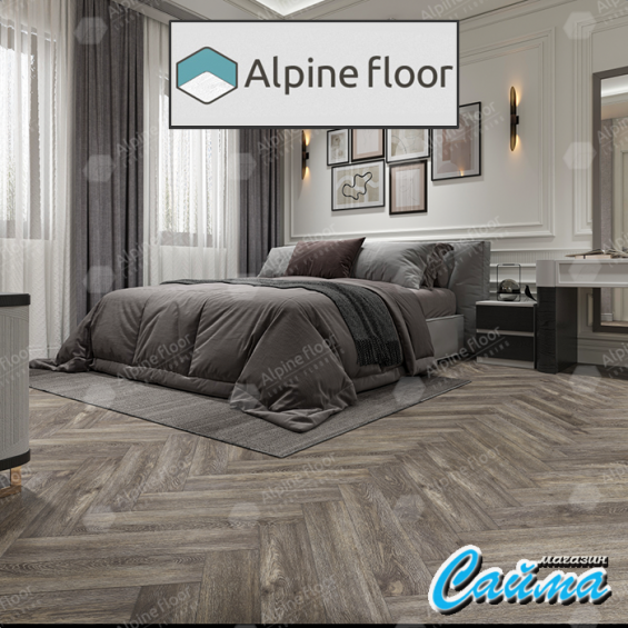 Замковая Каменно-Полимерная SPC Плитка Alpinfloor Parquet Light ВЕНГЕ ГРЕЙ ЕСО-13-8-MC