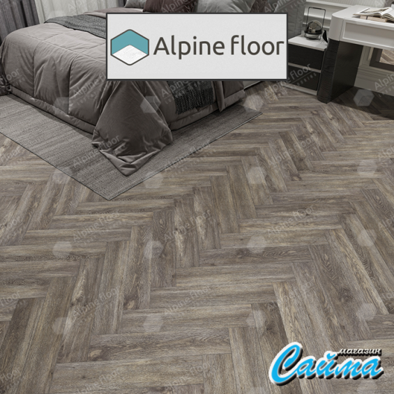 Замковая Каменно-Полимерная SPC Плитка Alpinfloor Parquet Light ВЕНГЕ ГРЕЙ ЕСО-13-8-MC