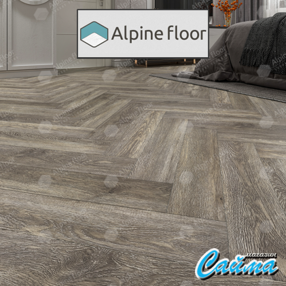 Замковая Каменно-Полимерная SPC Плитка Alpinfloor Parquet Light ВЕНГЕ ГРЕЙ ЕСО-13-8-MC