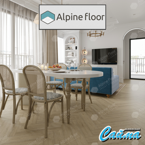 Замковая Каменно-Полимерная SPC Плитка Alpinfloor Parquet Light Дуб Денеб ЕСО-13-25-MC