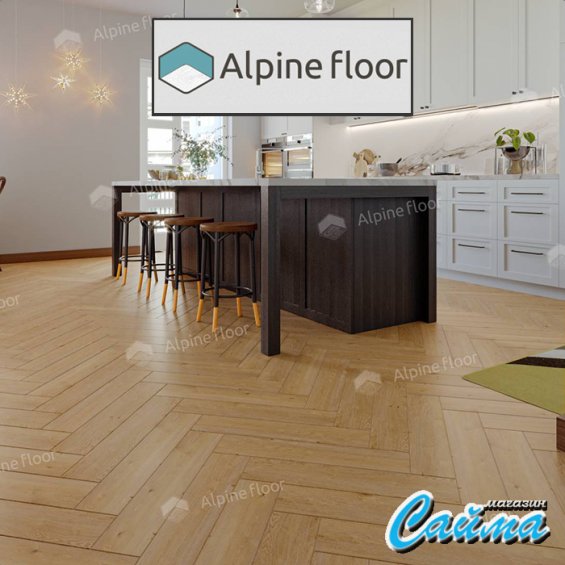 Замковая Каменно-Полимерная SPC Плитка Alpinfloor Parquet Light Дуб Хатиса ЕСО-13-27-MC