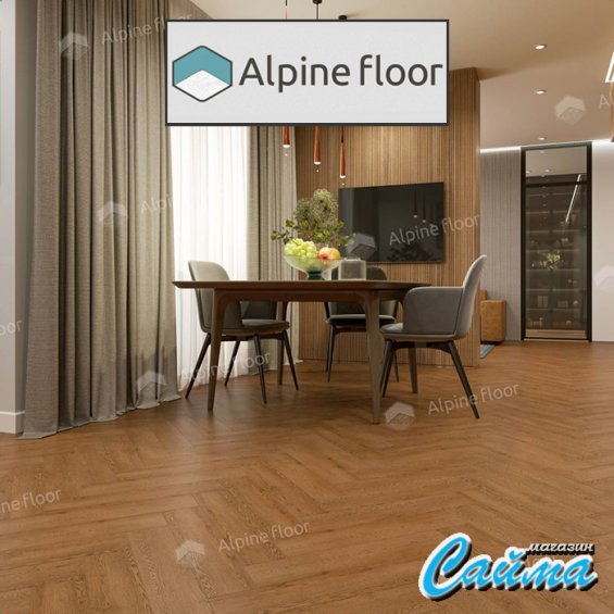 Замковая Каменно-Полимерная SPC Плитка Alpinfloor Parquet Light Дуб Селена ЕСО-13-32-MC