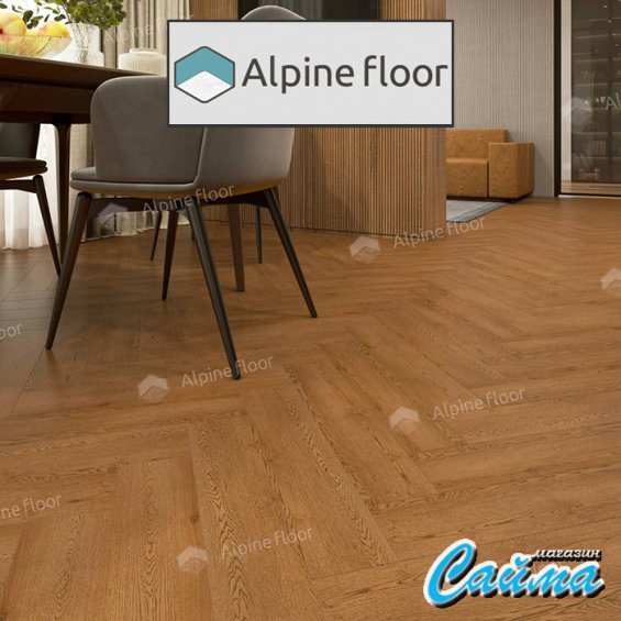 Замковая Каменно-Полимерная SPC Плитка Alpinfloor Parquet Light Дуб Селена ЕСО-13-32-MC