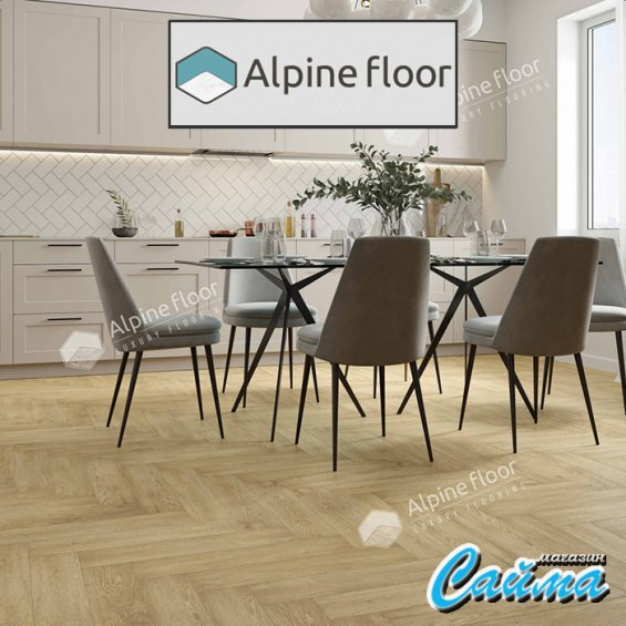 Замковая Каменно-Полимерная SPC Плитка Alpinfloor Parquet Light ДУБ ВАНИЛЬ СЕЛЕКТ ЕСО-13-3-MC